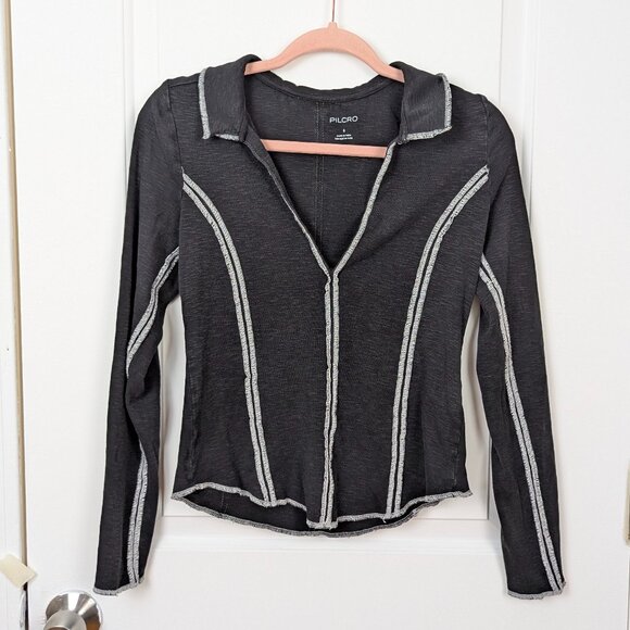 PILCRO | Gray Long Sleeve Top Size Small - Picture 1 of 8